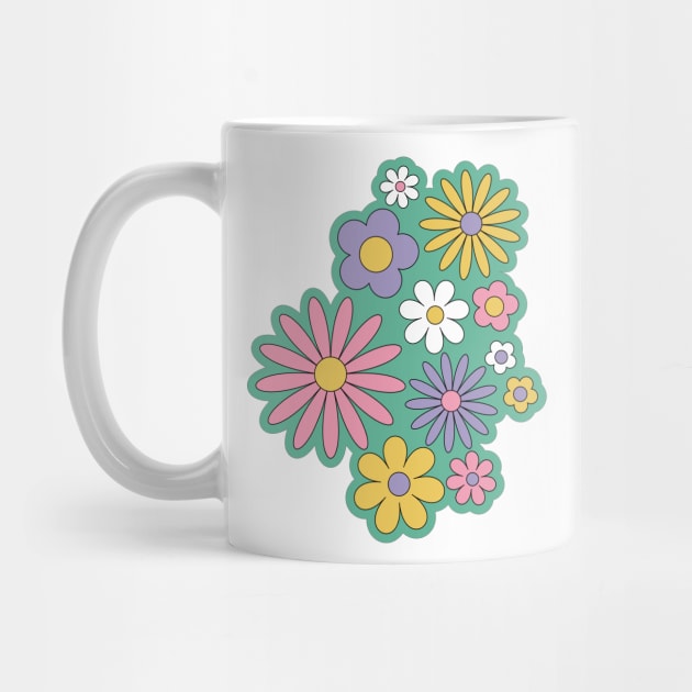 Retro Cartoon Flower Patch by Caring is Cool